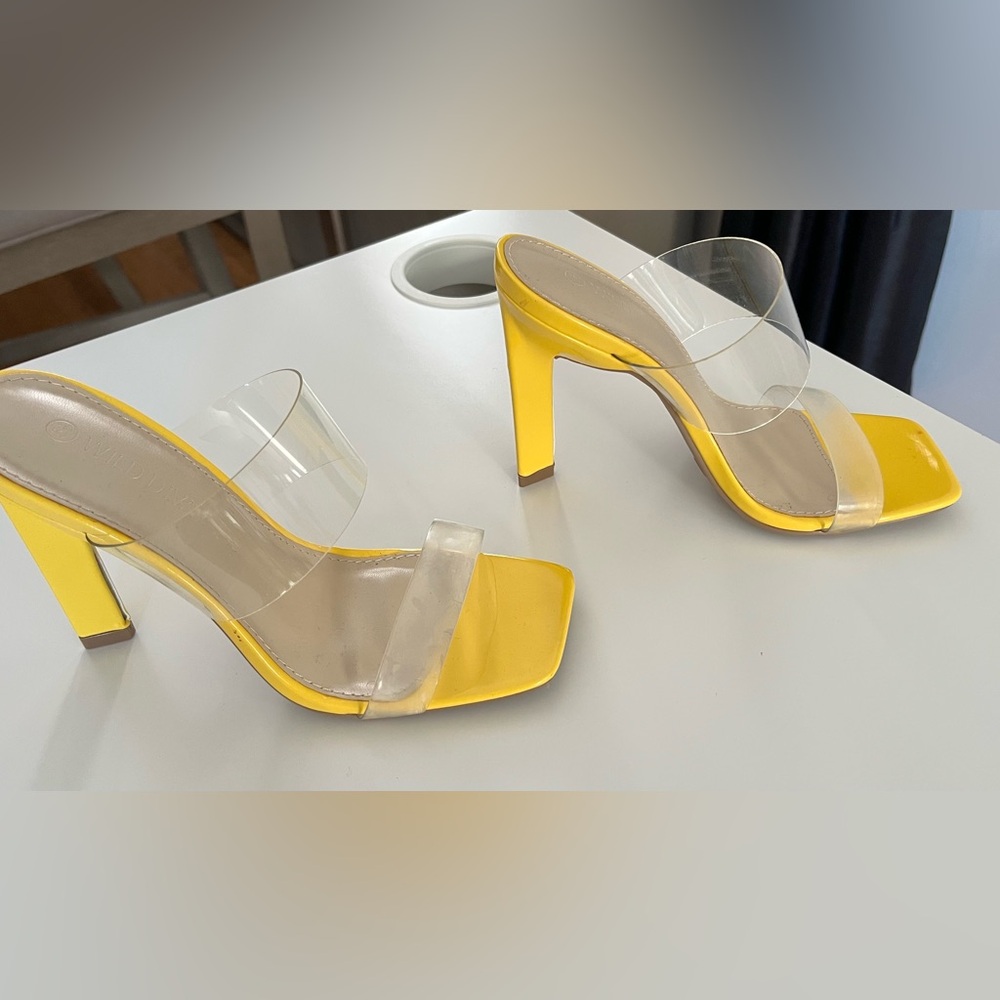 Yellow Transparent Strap Heels - image 4